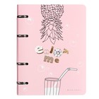 Тетрадь на кольцах, 80 листов в линию ENJOY ME, обложка картон, матовая ламинация Soft Touch, тиснение фольгой, сменный блок 70 г/м² - Фото 1