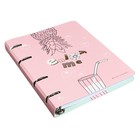 Тетрадь на кольцах, 80 листов в линию ENJOY ME, обложка картон, матовая ламинация Soft Touch, тиснение фольгой, сменный блок 70 г/м² - Фото 2