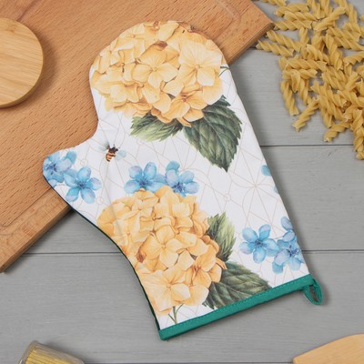 Варежка - прихватка «Этель. Гортензии», 20×28 см, саржа, 100% хлопок, ватин 250 г/м²