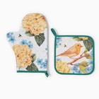 Кухонный набор «Этель. Гортензии»: варежка-прихватка 20×28 см, прихватка 19×19 см, 100% хлопок - Фото 2