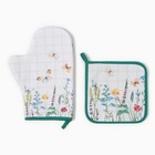 Набор кухонный «Этель. Полевые цветы»: варежка-прихватка 20×28 см, прихватка 19×19 см,100% хлопок - Фото 2