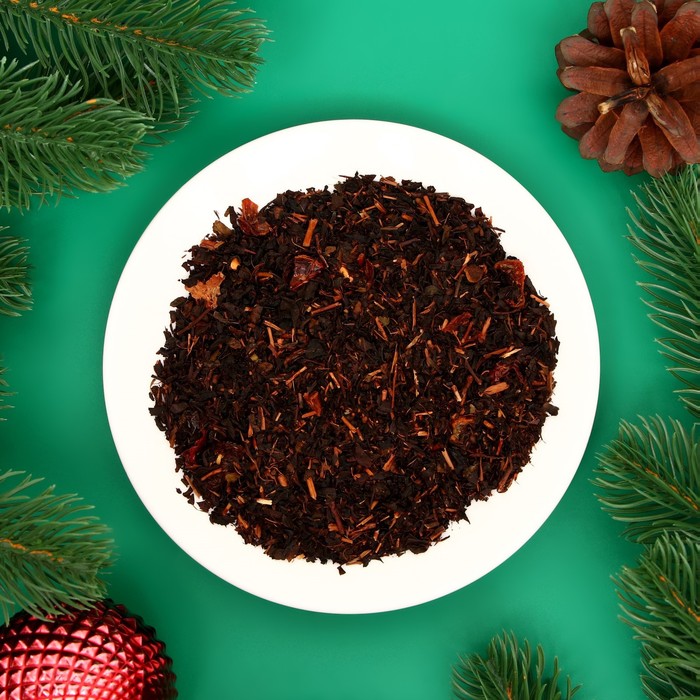 Чай новогодний со вкусом шиповника и красной смородины, черный листовой, 30 г