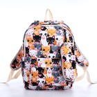 Рюкзак школьный из текстиля на молнии, 3 кармана, пенал, цвет разноцветный/оранжевый - фото 320772165