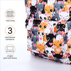 Рюкзак школьный из текстиля на молнии, 3 кармана, пенал, цвет разноцветный/оранжевый - Фото 3