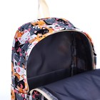 Рюкзак школьный из текстиля на молнии, 3 кармана, пенал, цвет разноцветный/оранжевый - Фото 8