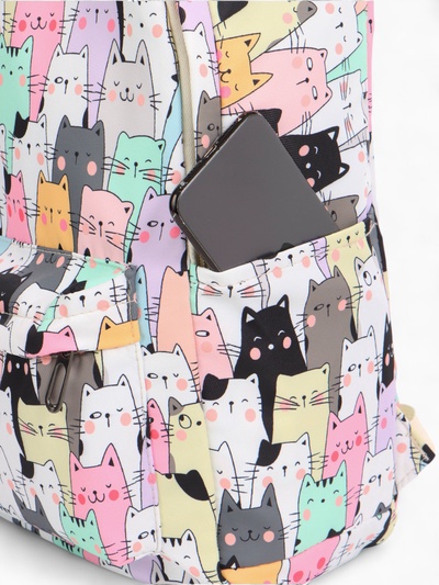Рюкзак школьный «Коты», с пеналом, 29×12×41 см, разноцветный