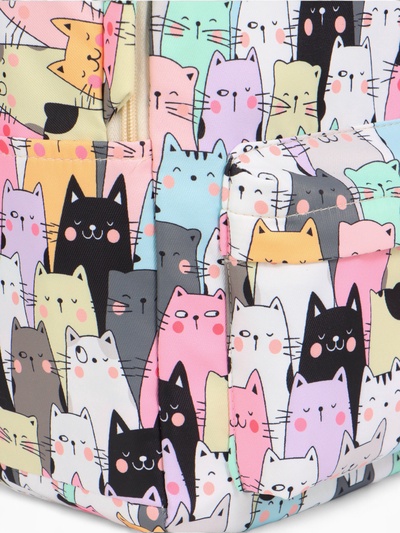 Рюкзак школьный «Коты», с пеналом, 29×12×41 см, разноцветный