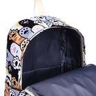 Рюкзак школьный из текстиля на молнии, 3 кармана, пенал, цвет разноцветный/серый - фото 11073337