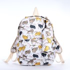 Рюкзак школьный из текстиля на молнии, 3 кармана, пенал, цвет белый/разноцветный - фото 109448754