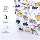Рюкзак школьный из текстиля на молнии, 3 кармана, пенал, цвет белый/разноцветный - фото 12052526