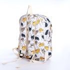 Рюкзак школьный из текстиля на молнии, 3 кармана, пенал, цвет белый/разноцветный - фото 11073362