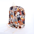 Рюкзак школьный из текстиля на молнии, 3 кармана, пенал, цвет коричневый/оранжевый - Фото 3