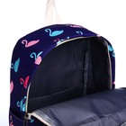 Рюкзак школьный из текстиля на молнии, 3 кармана, пенал, цвет фиолетовый - фото 11073427