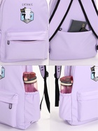 Рюкзак школьный на молнии, с карманами, с принтом, размер 30×12×43 см, сиреневый - Фото 5