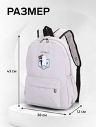 Рюкзак школьный на молнии, с карманами, с принтом, размер 30×12×43 см, серый - Фото 3