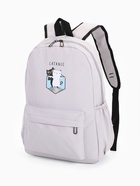 Рюкзак школьный на молнии, с карманами, с принтом, размер 30×12×43 см, серый - Фото 9