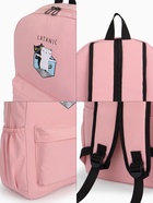Рюкзак школьный на молнии, с карманами, с принтом, размер 30×12×43 см, розовый - Фото 2