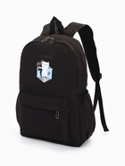 Рюкзак школьный на молнии, с карманами, с принтом, размер 30×12×43 см, чёрный - Фото 8