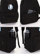 Рюкзак школьный на молнии, с карманами, с принтом, размер 30×12×43 см, чёрный - Фото 4