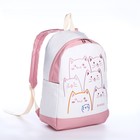 Рюкзак школьный из текстиля на молнии, 3 кармана, цвет розовый - фото 320772309