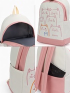 Рюкзак школьный на молнии, с карманами, с рисунком, размер 30×14×43 см, розовый - Фото 5