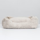 Лежак с подушкой "FURRY" №1, 45 х 35 х 14 см, вельвет, мех, синтепух, бежевый - Фото 2