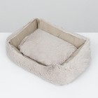 Лежак с подушкой "FURRY" №1, 45 х 35 х 14 см, вельвет, мех, синтепух, бежевый - Фото 3