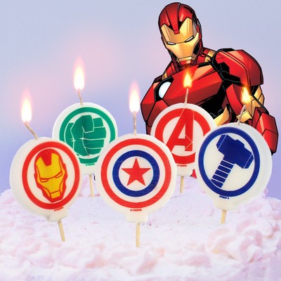 Свеча для торта "С Днем Рождения!", 5 штук, Мстители