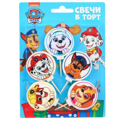 Свеча для торта «С Днем Рождения!», 5 штук, Щенячий патруль