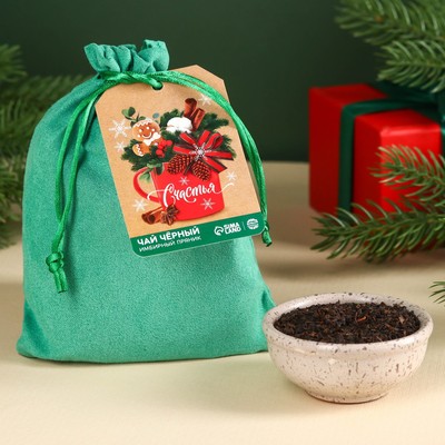Чай чёрный в подарочном мешочке «Счастья» с имбирным пряником, 100 г.