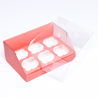 Кондитерская складная коробка для 6 капкейков 23,5 х 16 х 10 , Розовая - Фото 4