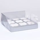 Коробка для 9 капкейков 23,5 х 23,5 х 10 , Серебро - Фото 1