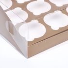 Коробка для 12 капкейков 31×23.5×10 см, золотая - Фото 4