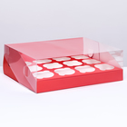 Кондитерская складная коробка для 12 капкейков 31х 23,5 х 10 , Красная - фото 290097478