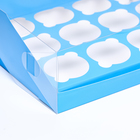 Кондитерская складная коробка для 12 капкейков 31х 23,5 х 10 , Голубая - Фото 3