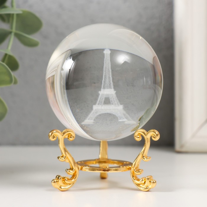 Сувенир стекло "Эйфелева башня" d=6 см ажурная подставка 8,5х6х6 см - Фото 1