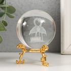Сувенир стекло "Фламинго" d=6 см ажурная подставка 8,5х6х6 см - фото 3434592