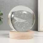 Фигурка светящаяся стекло «Шар. Кит», d=8 см, подставка дерево, USB, 8×8×9.5 см - Фото 5
