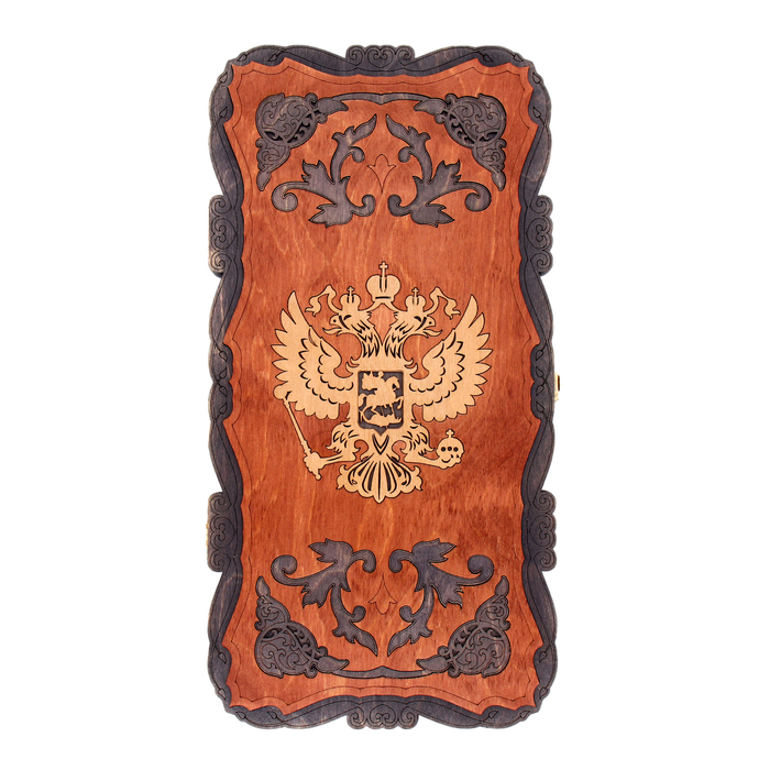 Нарды деревянные большие, резные, настольная игра «Герб», 45×45 см - Фото 1