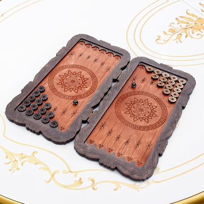 Нарды деревянные большие, резные, настольная игра «Герб», 45×45 см