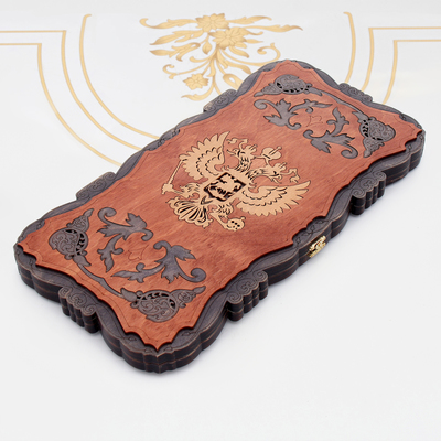 Нарды деревянные большие, резные, настольная игра «Герб», 45×45 см