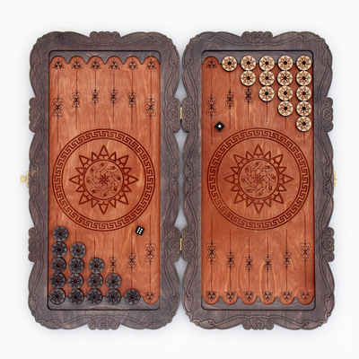 Нарды деревянные большие, резные, настольная игра «Герб», 45×45 см