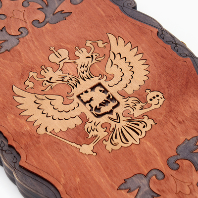 Нарды деревянные большие, резные, настольная игра «Герб», 45×45 см