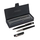 Набор BrunoVisconti VERONA: ручка шариковая поворотная 1.0 мм + ручка-роллер 0.7 мм, металлический корпус Soft Touch чёрный, в футляре - фото 3107741