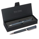 Ручка шариковая поворотная, 1.0 мм, BrunoVisconti MILANO, стержень синий, металлический корпус Soft Touch серый, в футляре из экокожи - фото 320773097