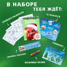 Подарочный набор новогодний блокнот-раскраска, трафареты, наклейки и восковые мелки «Лисёнок» 9713098 - фото 13400886