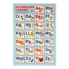 Плакат 'Английский алфавит с русской транскрипцией' 34х49 см