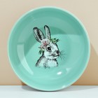 Глубокая тарелка керамическая «Пасхальный зайка», 14.5 см, 550 мл, цвет бирюзовый - фото 9614807