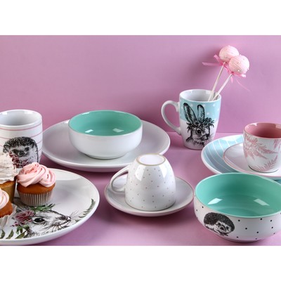 Тарелка глубокая керамическая Dolce Ceramo. «Ёжик», 550 мл, 14.5 см