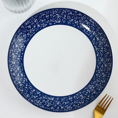 Тарелка плоская керамическая «Синие цветы», d=22.5 см